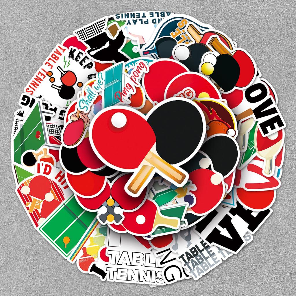 50PCS Table Tennis Cartoon Stickers Sports Series for Journals, Phone Cases, Suitcases, Waterproof Decor
