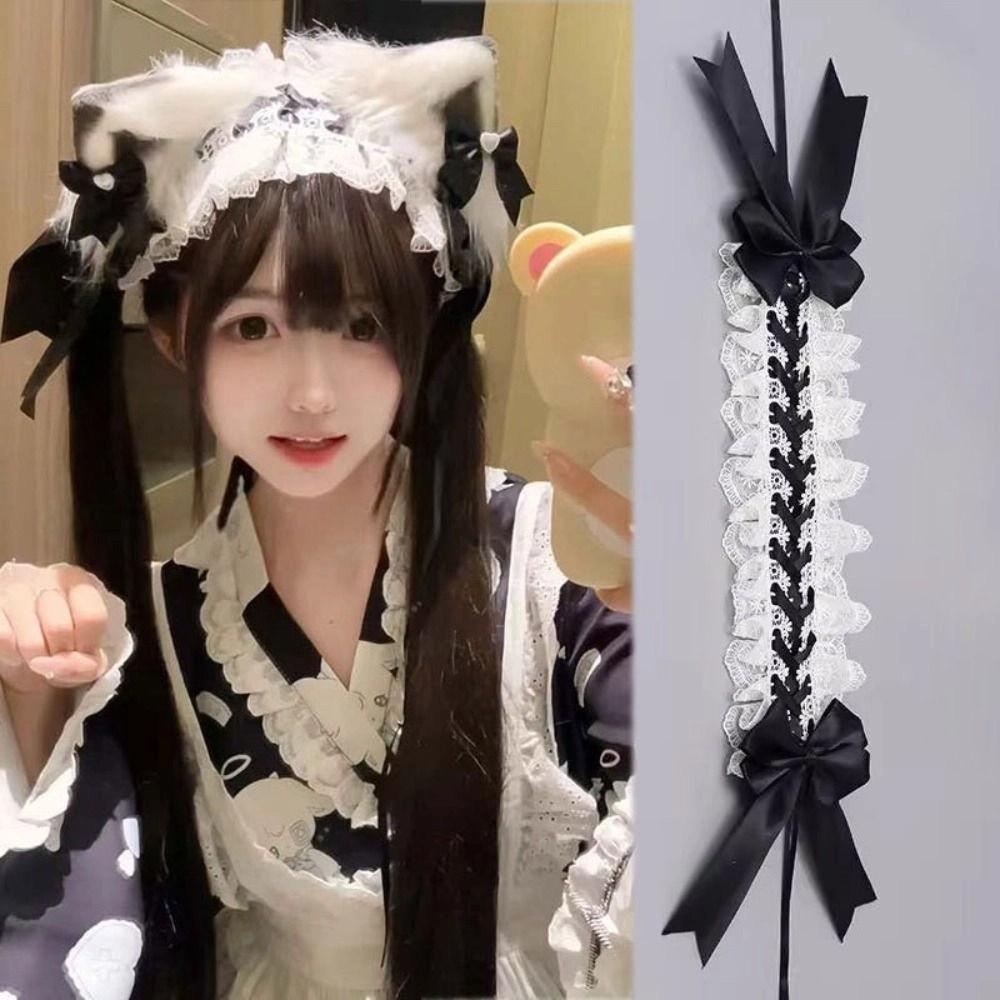 Jk Lolita Lace Headband Sweet Anime Maid Cosplay Headdress Gothic style Ruffled Hairband  Daily