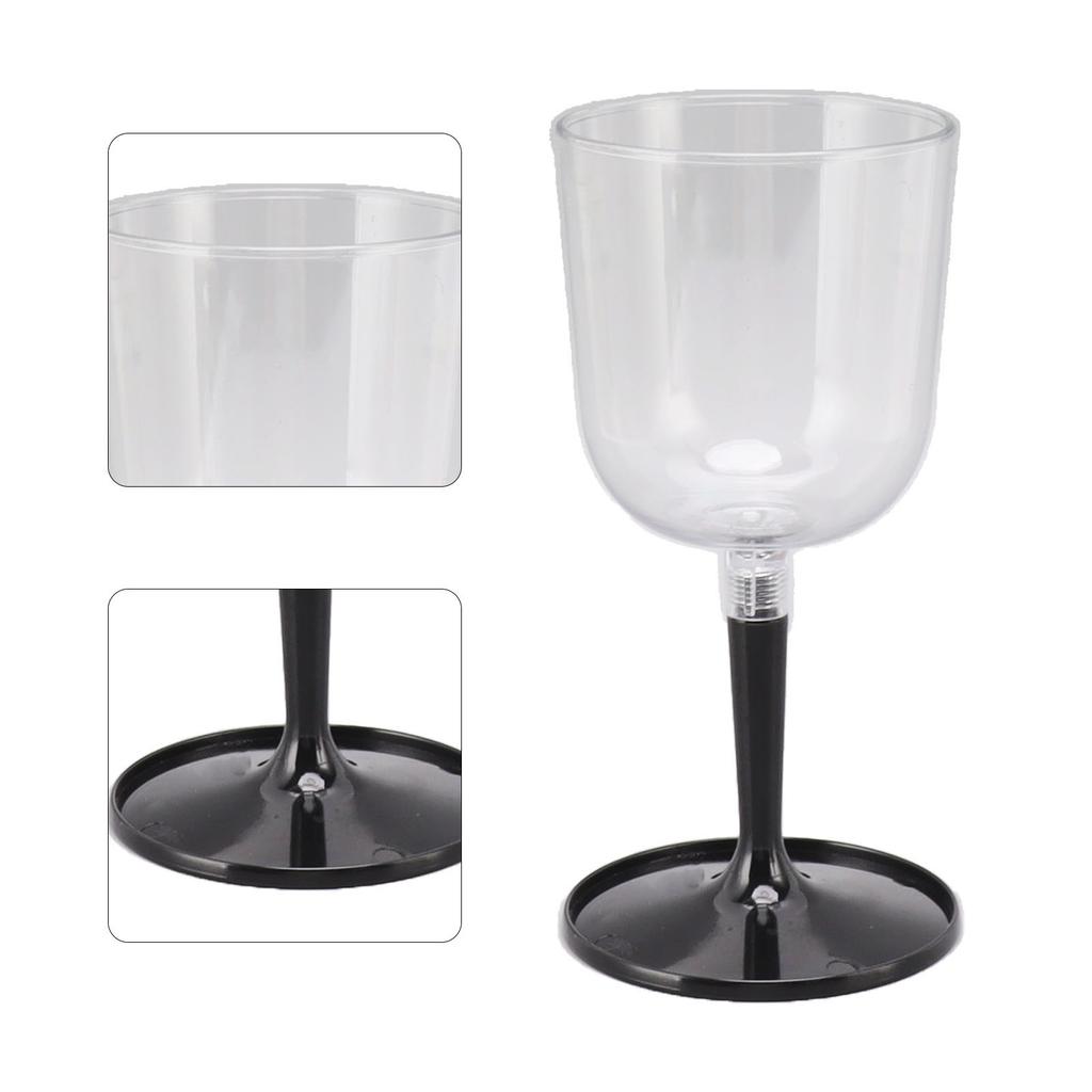Bicchieri da Vino Pieghevoli Portatili Antirottura Trasparenti Staccabili in Plastica per Campeggio all'Aperto Viaggi Nero