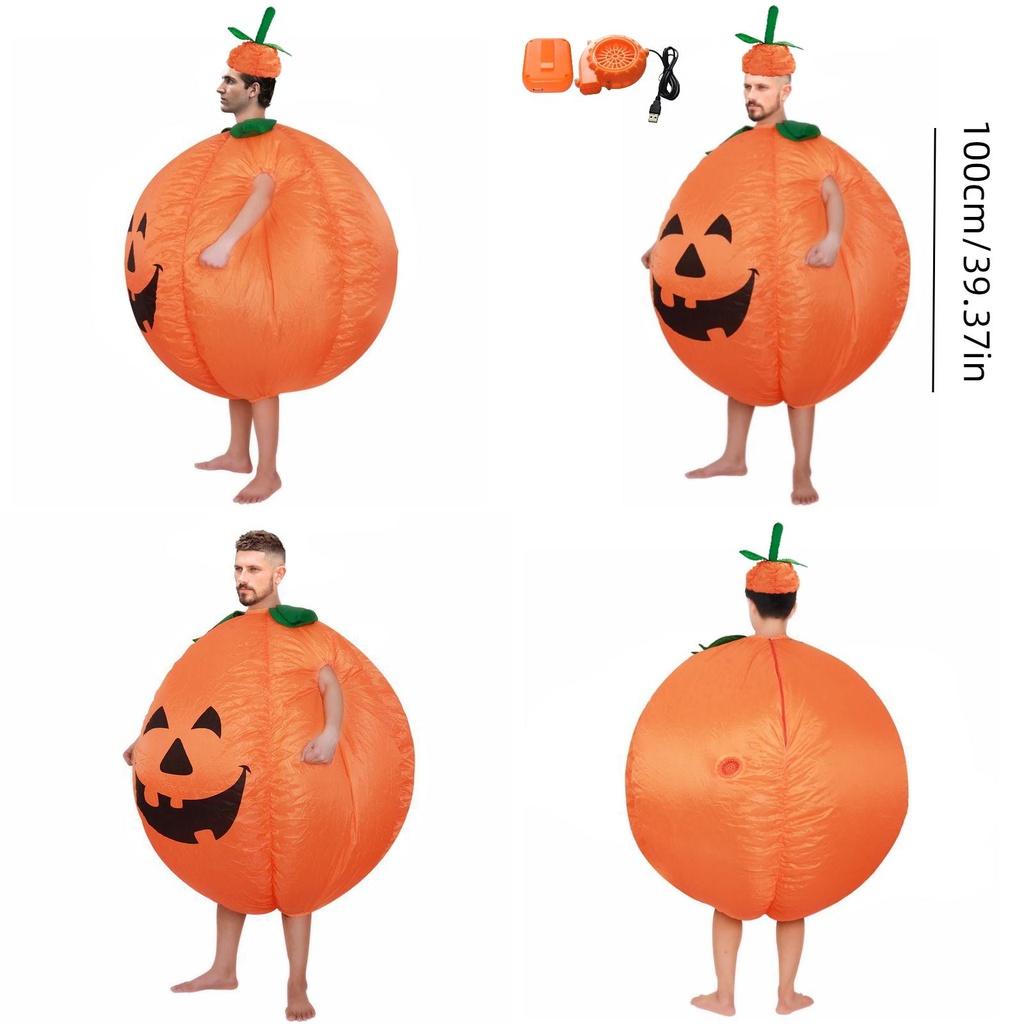 Pumpkin Halloween Costume Inflatable Suit With Cartoon Doll For Walking