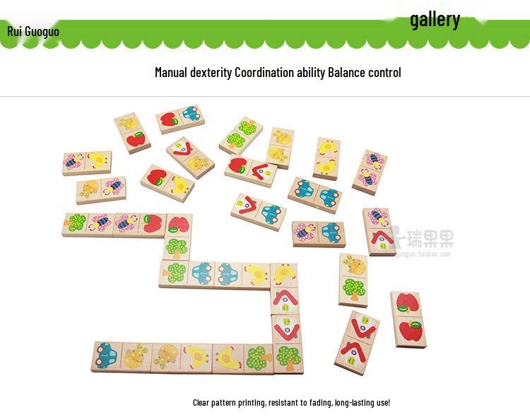 28-Piece Wooden Animal Dominoes Puzzle - Educational Toy for Children