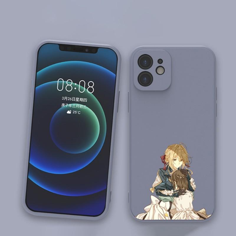 Violet Evergarden Phone Case For IPhone 11 12 13 Pro Max X XR XS Max 6 6S 7 8 Plus SE 2022 Liquid Square Color Phone Cover