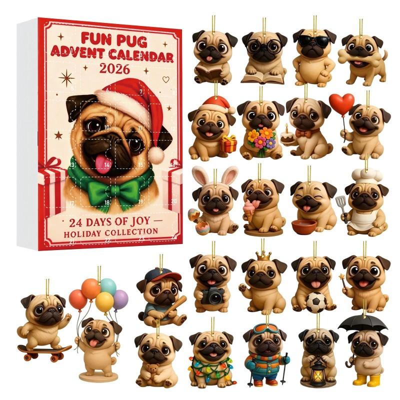 2026 Christmas Advent Calendar Blind Box Pet Series Acrylic Ornament Hanging Decor Tree