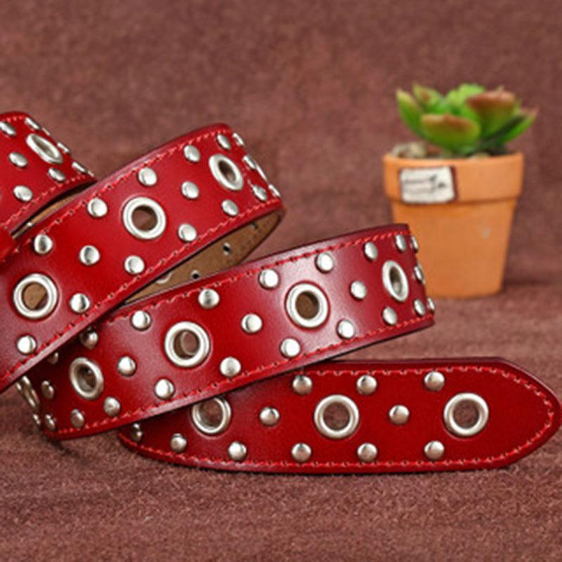 Women'S Belt Japan And South Korea, Jeans Belt Women'S, Casual Belt Hollowed Out, Riveted Punk Belt Women'S