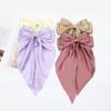 4/8pcs Ladies Satin Large  Ribbon bow Oversized bow Long tail hair clip spring clip ponytail Hair accessorie