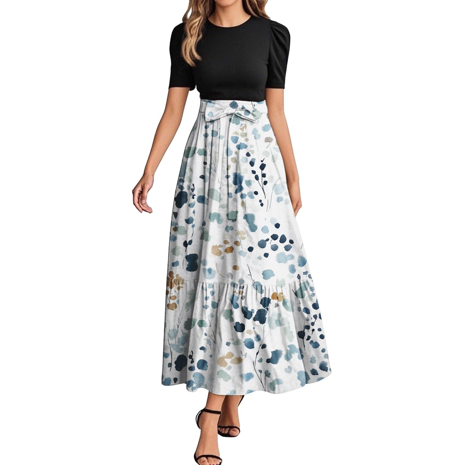 

Женское модное повседневное платье с коротким рукавом и круглым вырезом с цветочной вышивкой, элегантное, темпераментное XXL белый