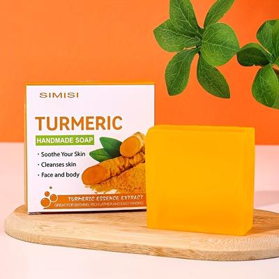 Natural Turmeric Ginger Essential Oil Soap Handmade Moisturizing Cleansing Bar for All Skin Types 80g