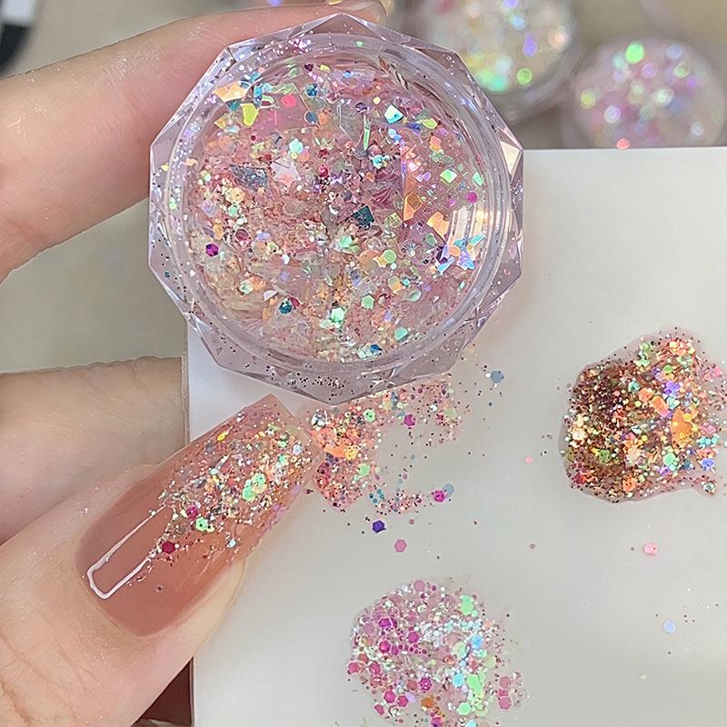 1/4Pcs Aurora Laser Nail Art Glitter Sequins Net1G Ultra-Thin Irregular Mermaid Flakes For Uv Gel Polish Manicure Decorations