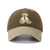 Retro color matching bear embroidered baseball cap sweet and cute versatile peaked cap big head circumference wide brim shows small face