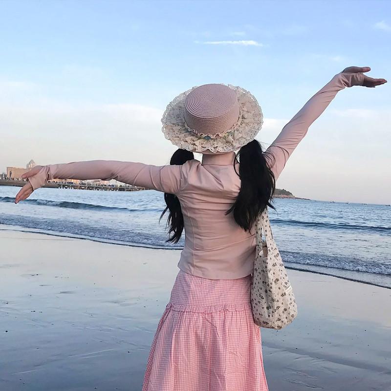 French Lolita Lace Flower Sun Hat With Wide Brim For Summer Beach Outdoor Wear