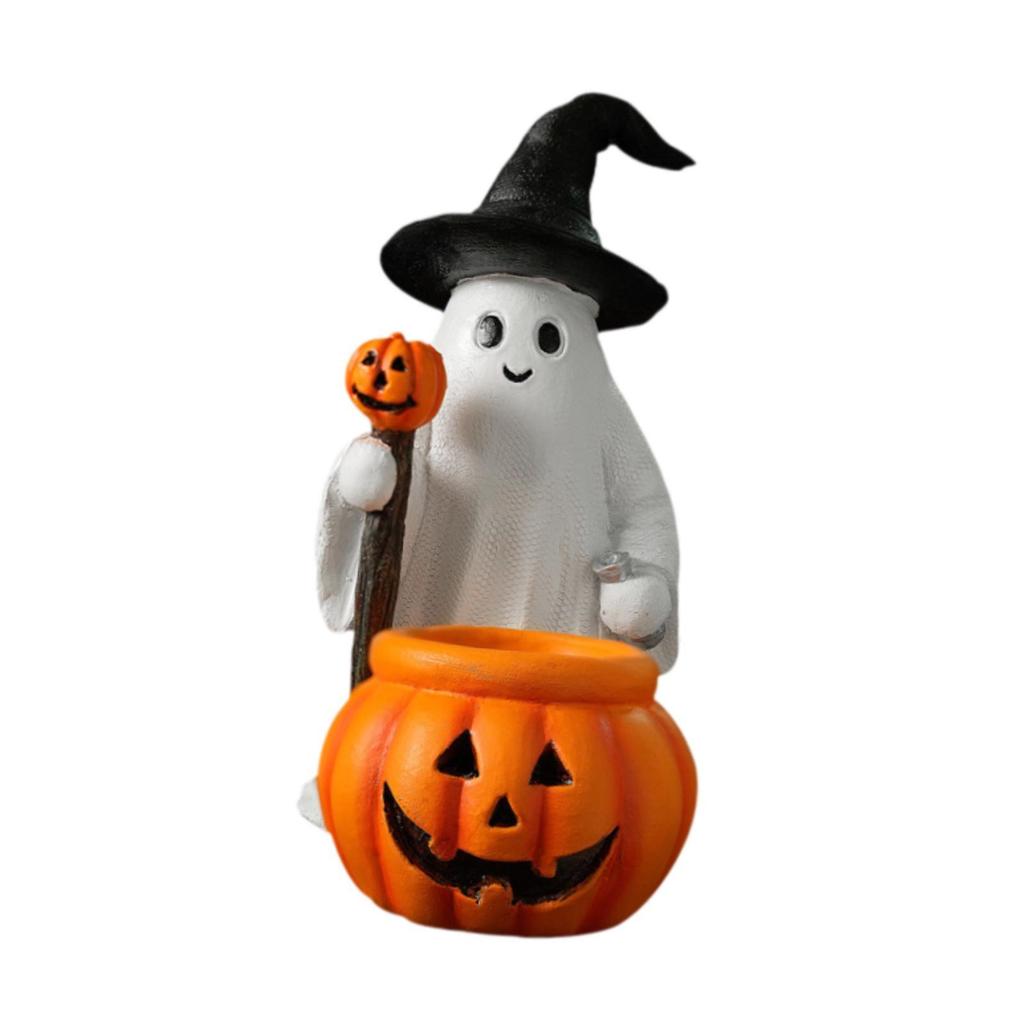 Halloween Ghost and Pumpkin Statue Lightweight Handmade Craft Cute