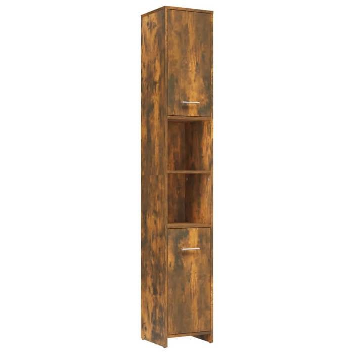 VidaXL Bathroom Cabinet Smoked Oak 30x30x183.5 Cm Engineered Wood 815519