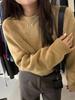 Women's 100% Pure Wool Loose Knit Sweater - New Lazy Style, Thick Round Neck, High Waist, Short Design
