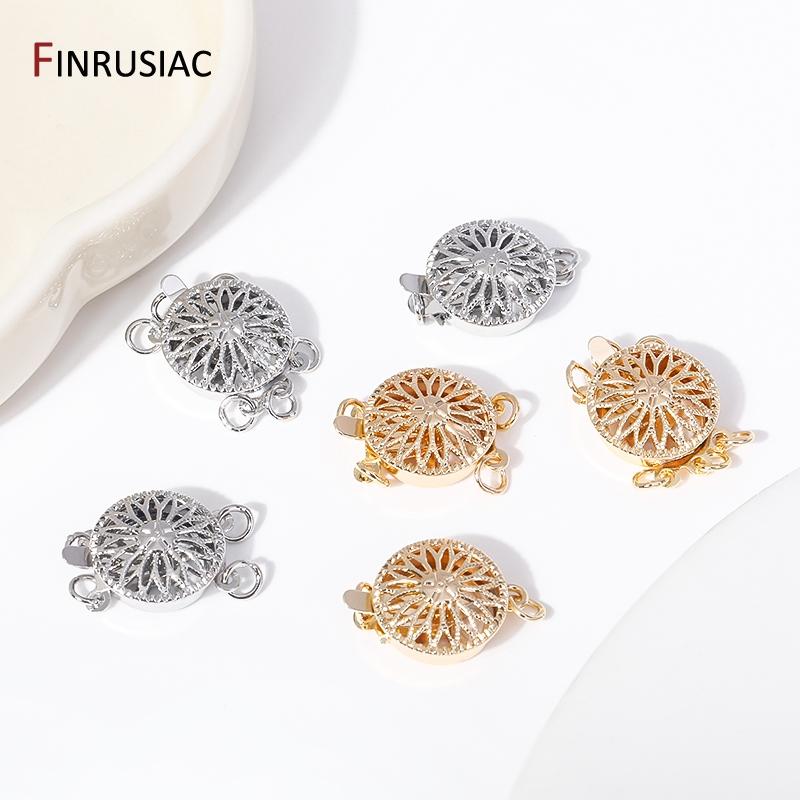 14K Gold Plated Brass Multi Strand Layering Clasps Flower Bracelet Necklace Connector Clasps For DIY Jewelry Making Accessories