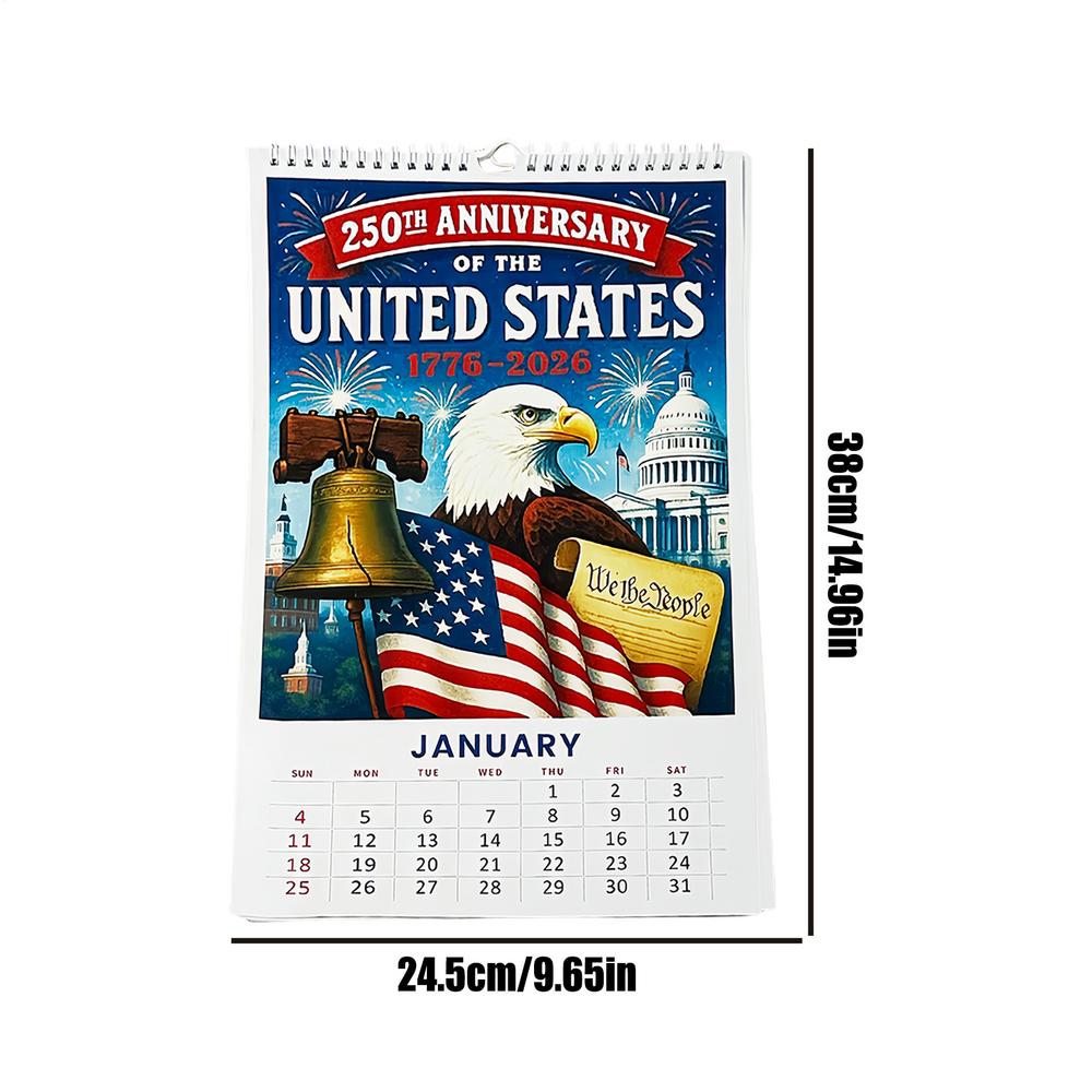 Wall Calendar 250th America Wall Calendar Planner 2026 Month Schedule Organizer Planner for Students Teachers School Office Home (as the picture,2026)