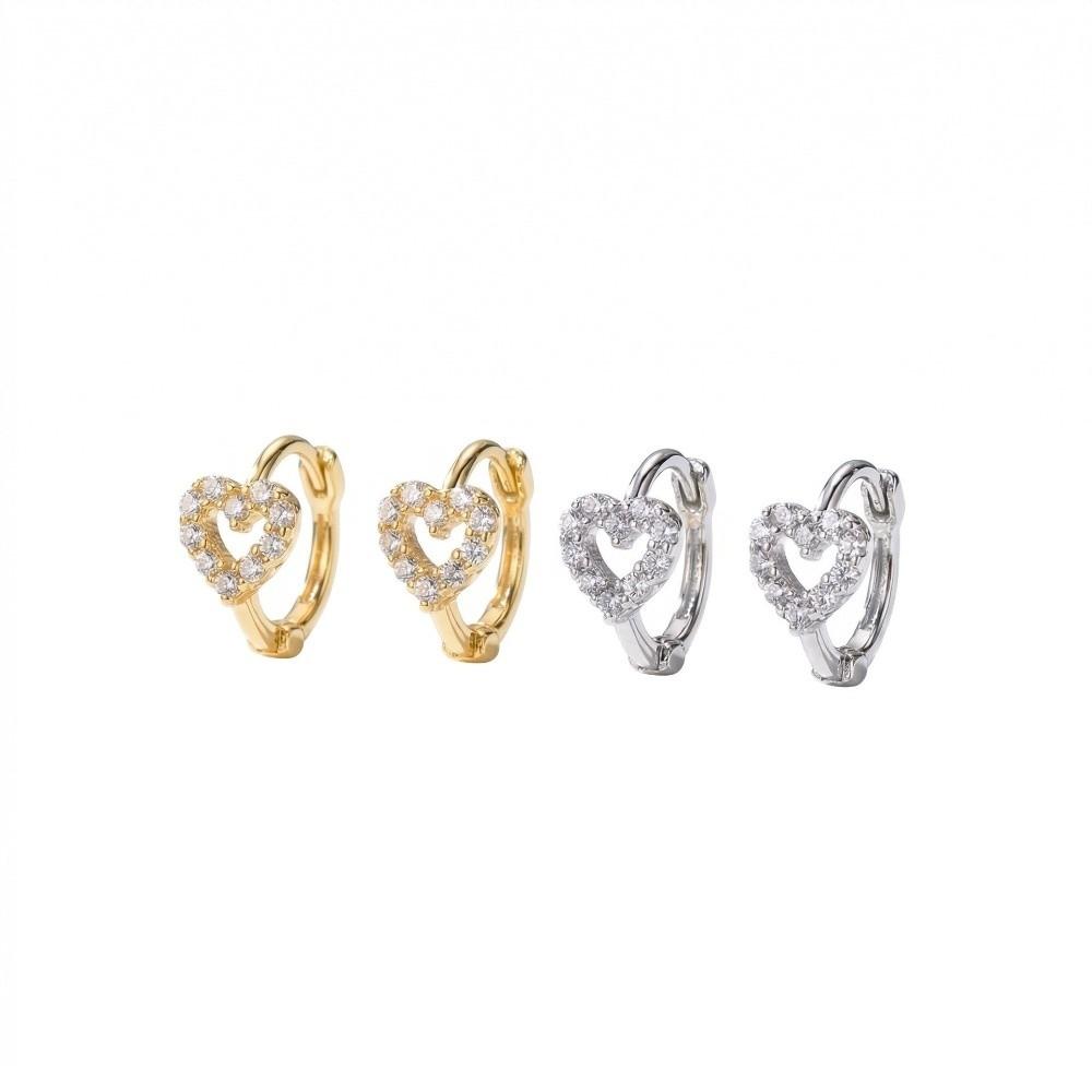 Shiny Heart Stud Earrings Sparkling Ear Buckle Luxury Rhinestone Hoop Earrings Female