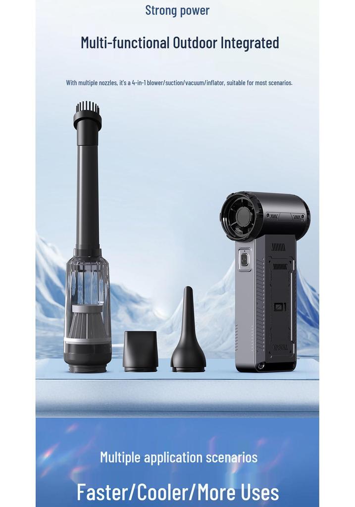 Portable High-Power Turbine Fan: Multi-Purpose Handheld Suction and Blowing Device with High-Speed Airflow for Car and Home Use.