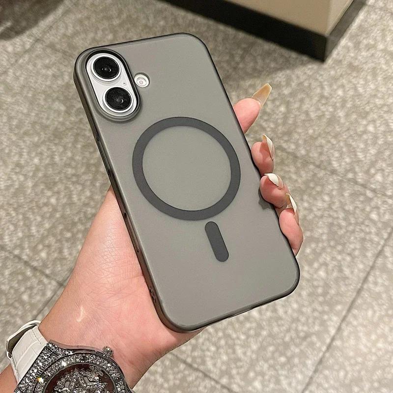 Matte Translucent Frosted Case For iPhone 16 15 14 13 12 11 Pro Max For Magsafe Magnetic Wireless Charging Ultra Thin Back Cover
