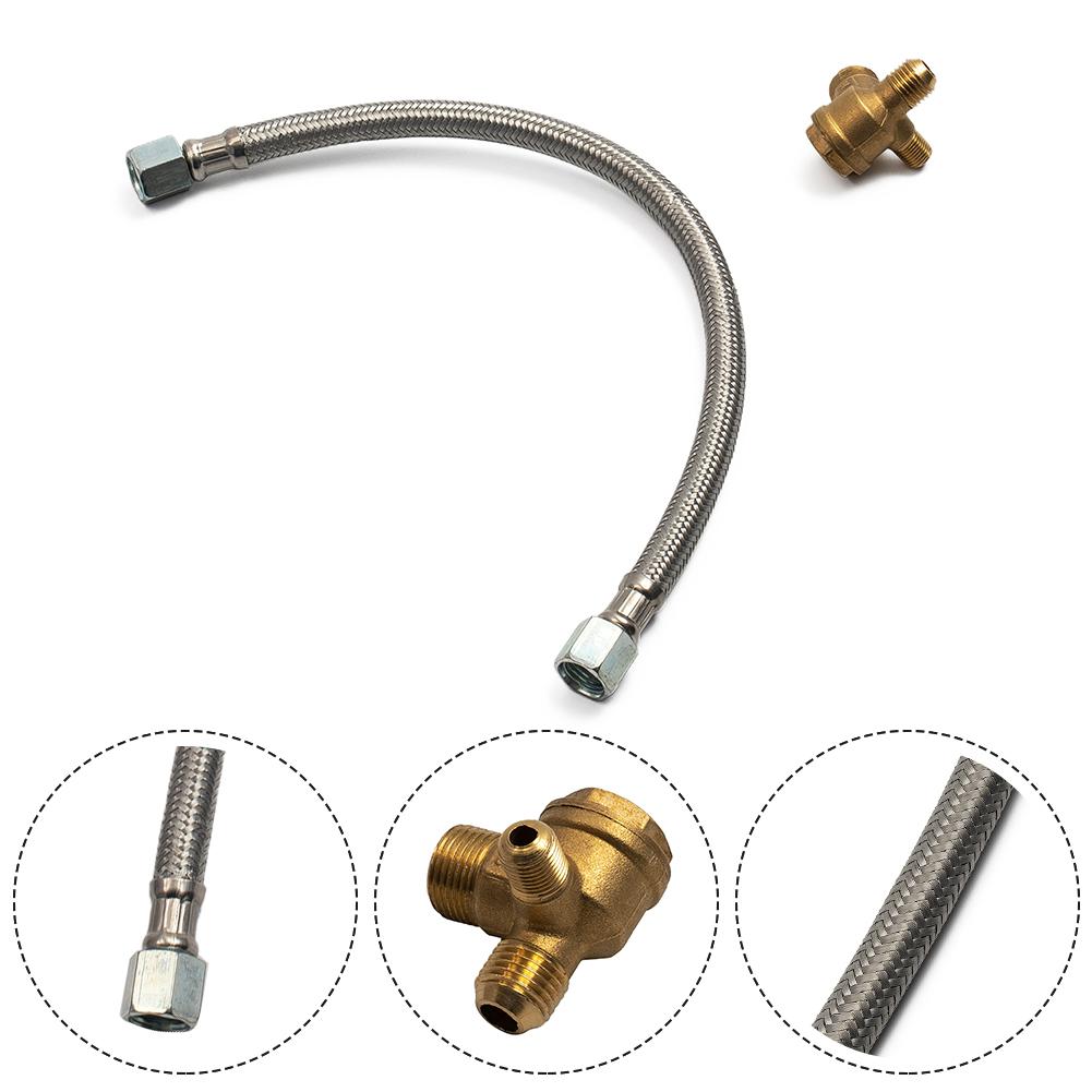 2PCS 350mm Air Compressor Flexible Hose Air Pump Check Valve Oil-free Machine Connecting Pipe Air Tools Accessories