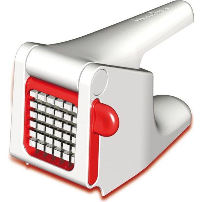 MOULINEX Coupe frites et légumes manuel, Large grille 7x7 cm, Lames inox, Excellente prise en main, Robuste, Blanc/Rouge K1015414