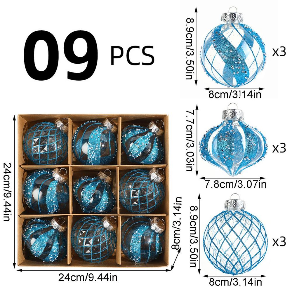 Christmas Ornaments Set 9 Pieces Clear Holiday Decorations Shatterproof Balls Ornaments For Home Family Gathering Dinner