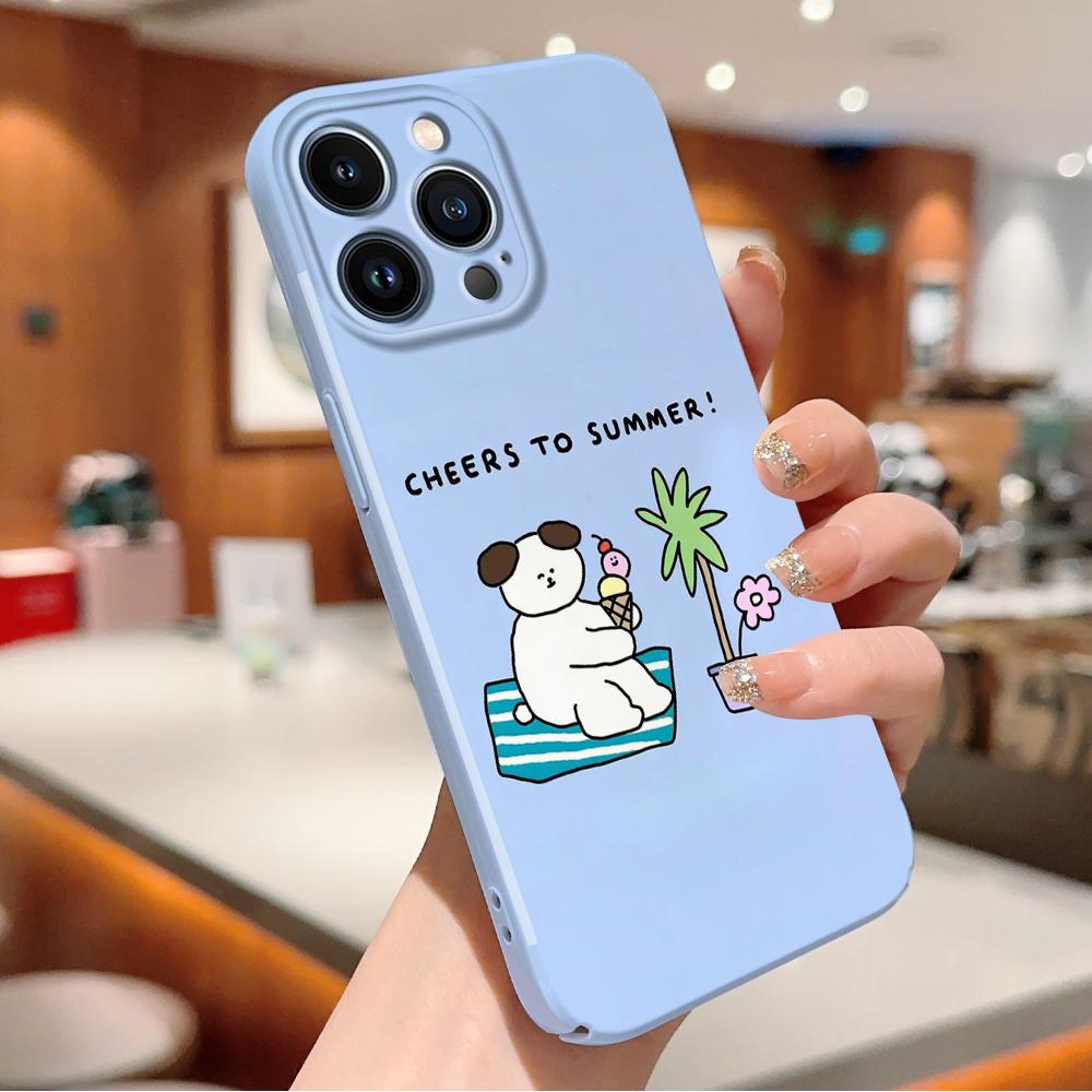 For iPhone 16 15 Samsung S23 S22 A13 A23 A52 A33 Huawei Honor Xiaomi Redmi OPPO Vivo Happy Cute Dog Cat Design Hard Full Lens Protect Cartoon Case