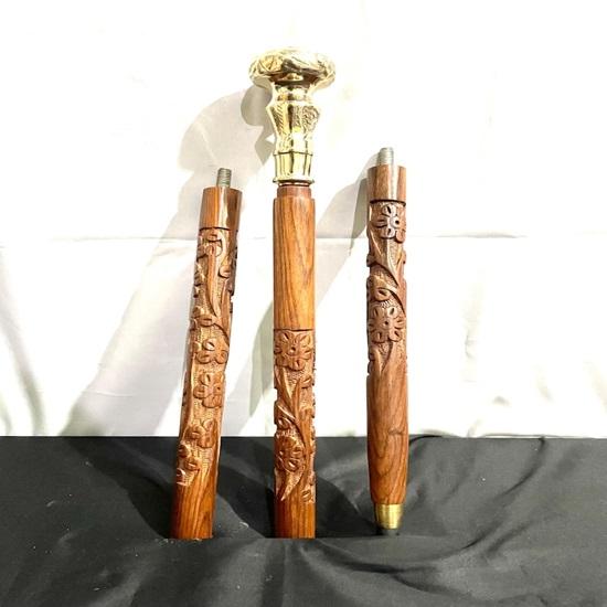 Dřevěná vycházková hůl palisandrová s mosaznou rukojetí Stylová ručně vyrobená vycházková hůl dárek