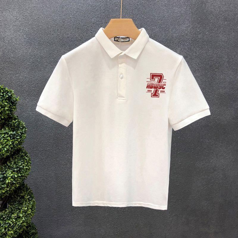 

Мужская одежда Лето Новая рубашка поло с коротким рукавом Корейский стиль Повседневная Дышащая Модная Мода Комфортная Приталенная Футболка S белый