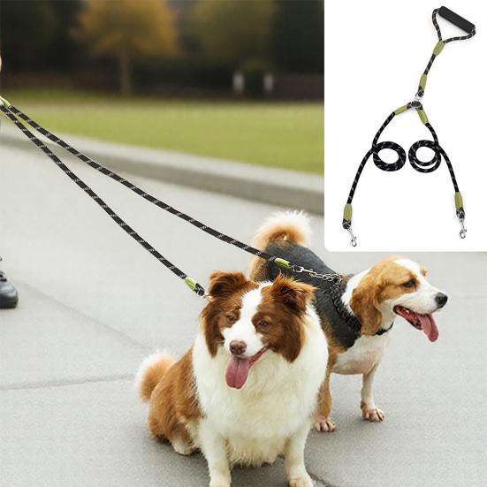 Double Dog Leash 360-degree Swivel Tangle-free Dual Dog Leash Walking