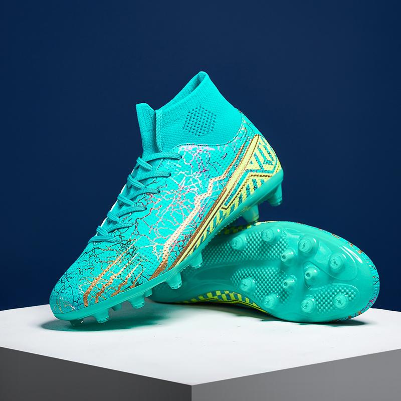 Men Football Boots Long Spikes High Ankle Soccer Shoes AG/TF Kids Outdoor Grass Cleats Soccer Boots Training Sport Football Shoes