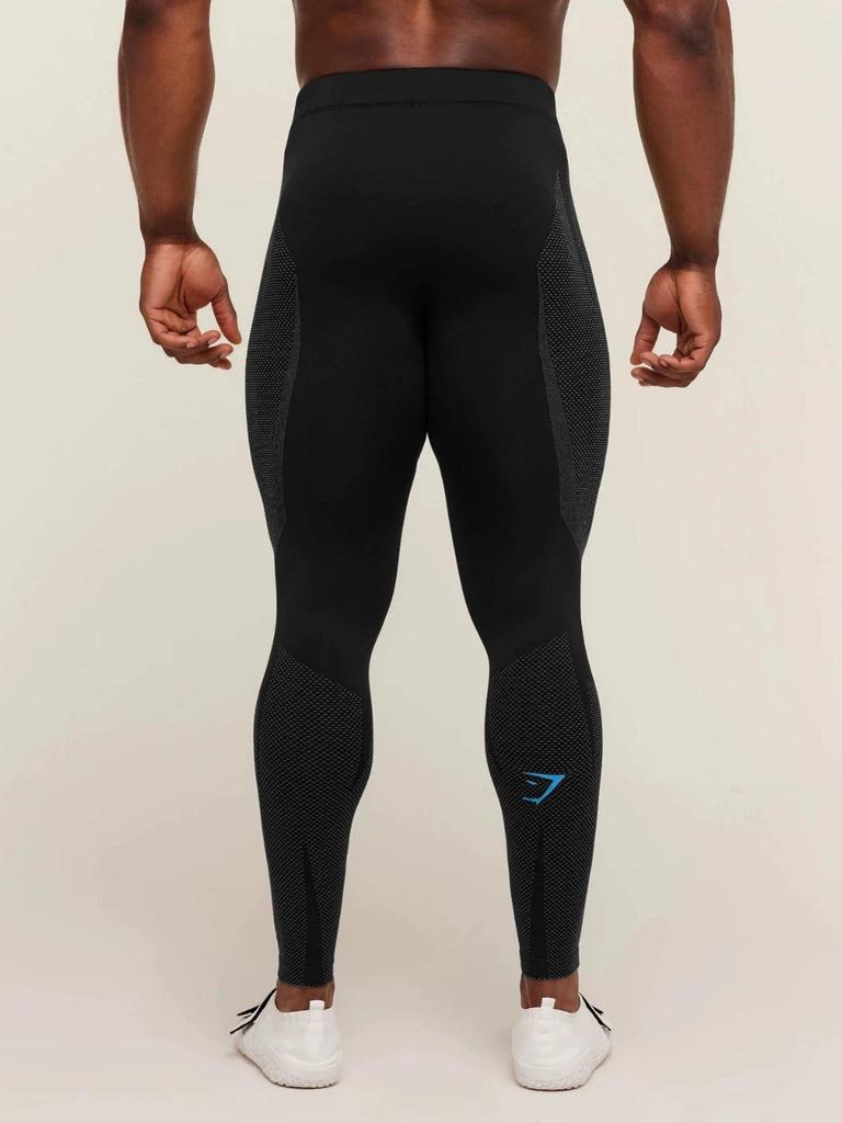 GYMSHARK Herrars Snabbtorkande Kompressionsleggings med Klassiskt Hajtryck för Fitness, Sport och Yoga