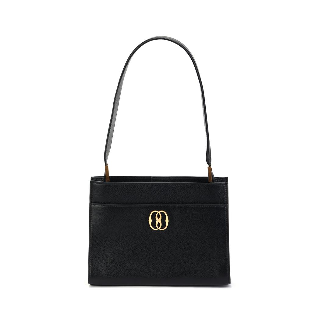 Bally Emblem Fashion Casual Solid Color Grain Leather Tote Shoulder Bag Women bags Black 6306504