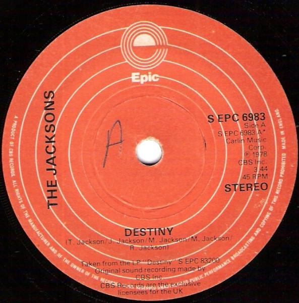 

7inch Record JACKSONS - Destiny SEPC6983 Epic 1978 UK Soul/Funk Used