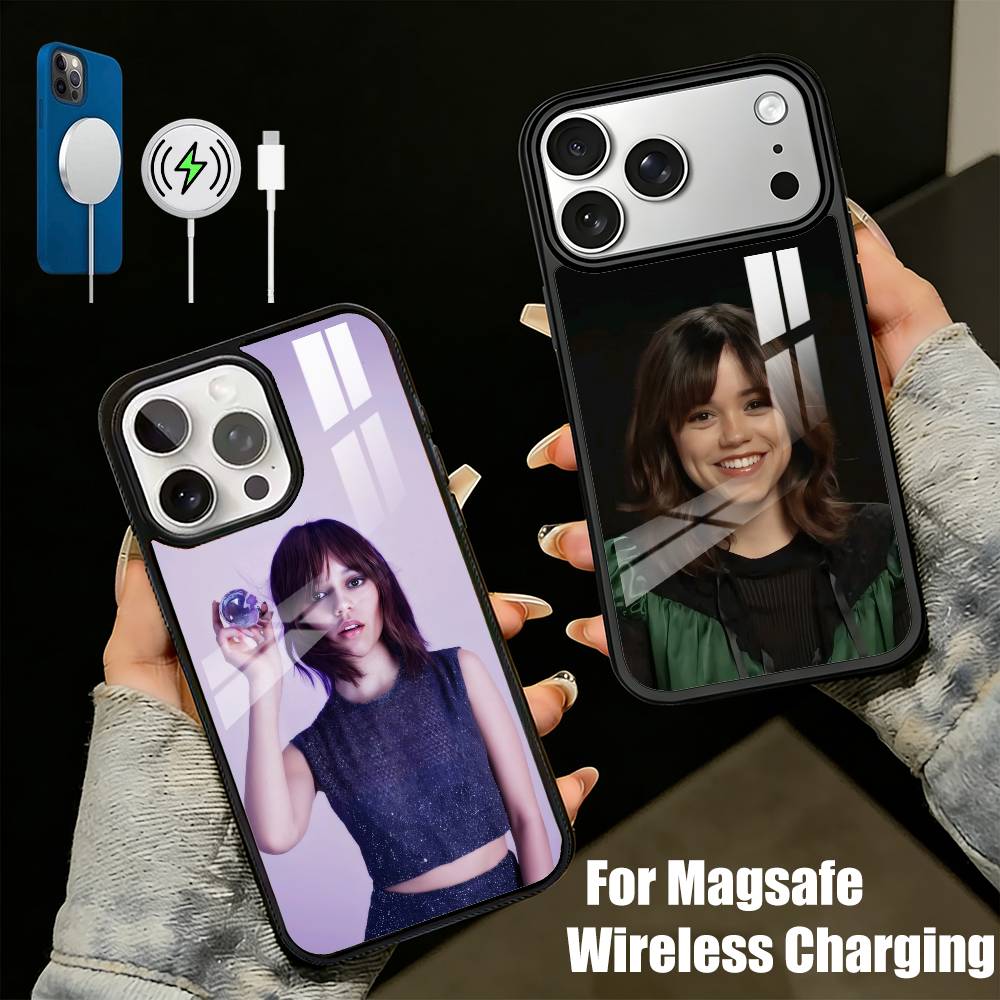 WED-J-Jenna O-Ortega HD Printing Phone Case For iPhone17,16,15,14,13 Plus,Pro Max Magnetic For Magsafe Wireless Charging