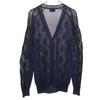 Pringle Argyle Langarm V-Ausschnitt Strick-Cardigan 38 Marine Herren Gebraucht