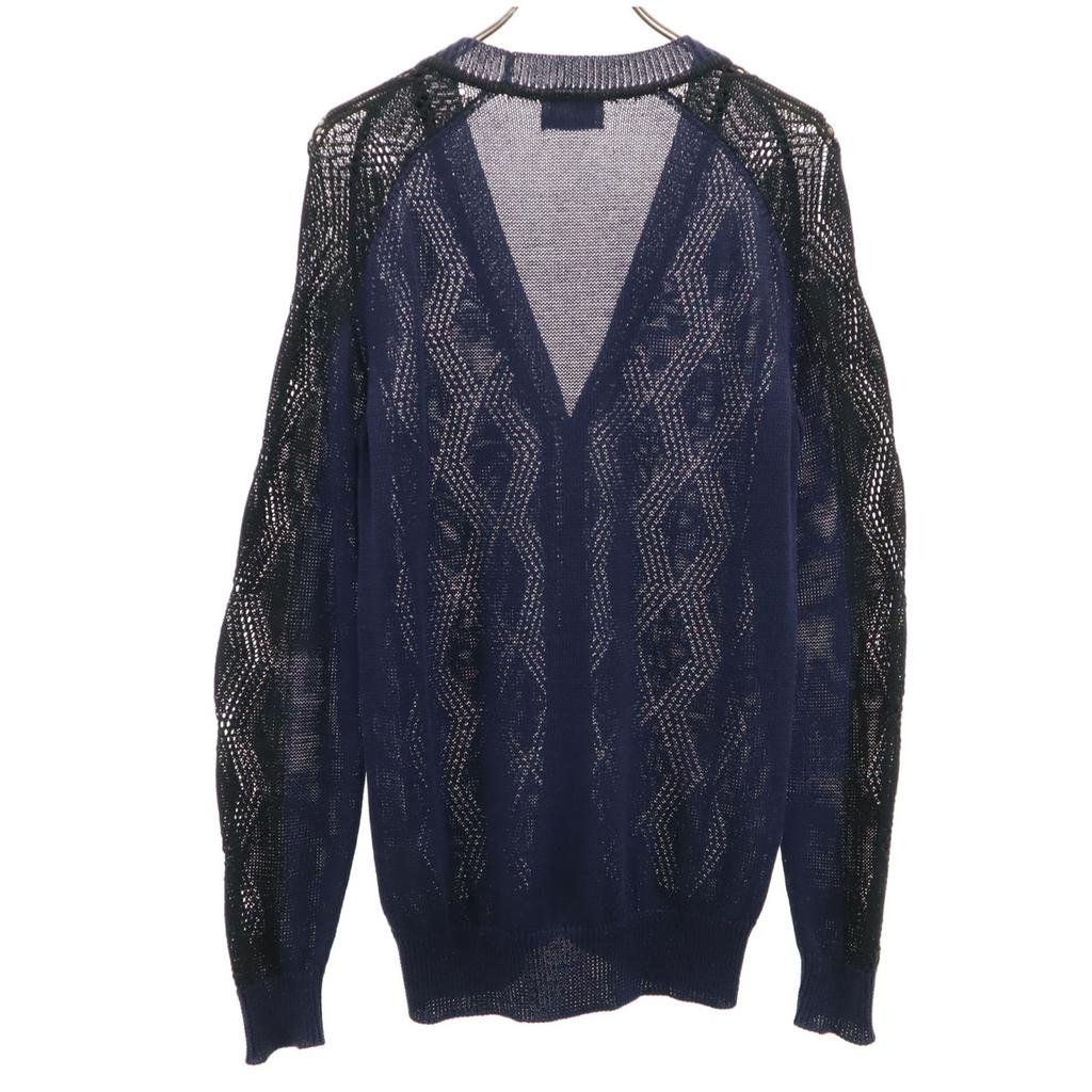 Pringle Argyle Langarm V-Ausschnitt Strick-Cardigan 38 Marine Herren Gebraucht