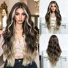 28in Long Wavy Wigs Natural Highlight Platinum Heat Resistant Synthetic Fiber Women Body Wave Curly Wigs for Christmas Daily Party Daily Used