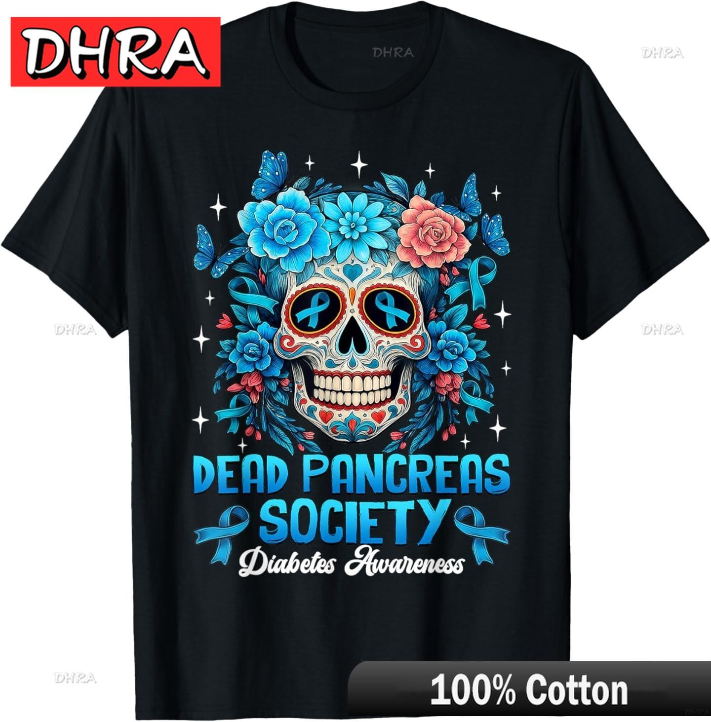 

Dead Pancreas Society Diabetes Awareness Floral Sugar Skull TShirt Casual Tees Shirts for Weekend Style TShirt Women Portrait 4XL