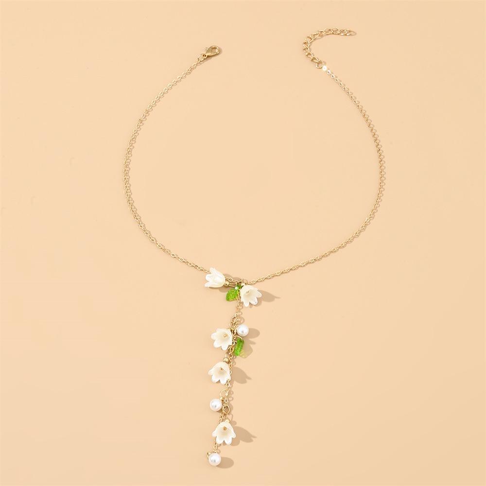 Pearl Lilies of The Valley Necklace Hand Chain Bellflower Ankle Chain May Bells Earrings  Girls