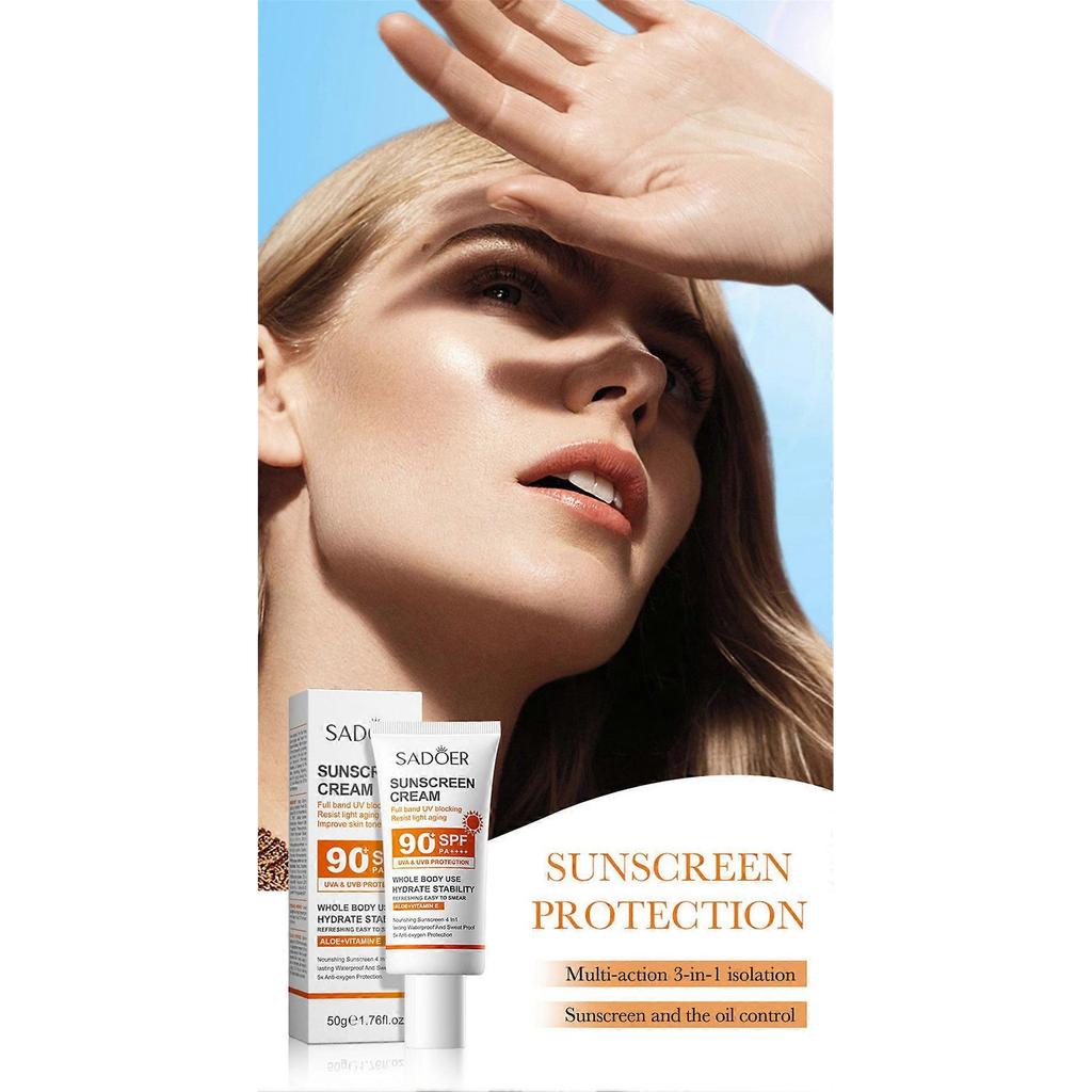 Crema solare anti-età, SPF 90+, lozione da 220 ml, impermeabile, biodegradabile, latte solare riparatore, rinfrescante e con protezione UV per corpo e viso.