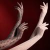 Sexy Oil Shiny Five-Finger Glove Floral Stocking Glove New Jacquard Glove  for Women