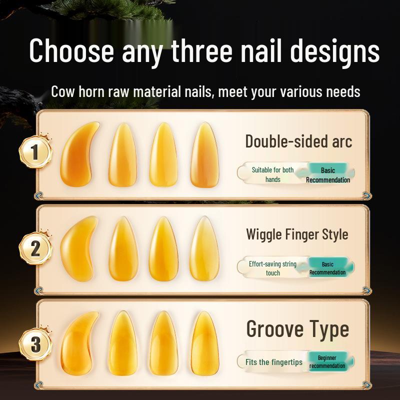 Natural Buffalo Horn Guzheng Finger Picks for Children, Beginners, Adults, and Professionals