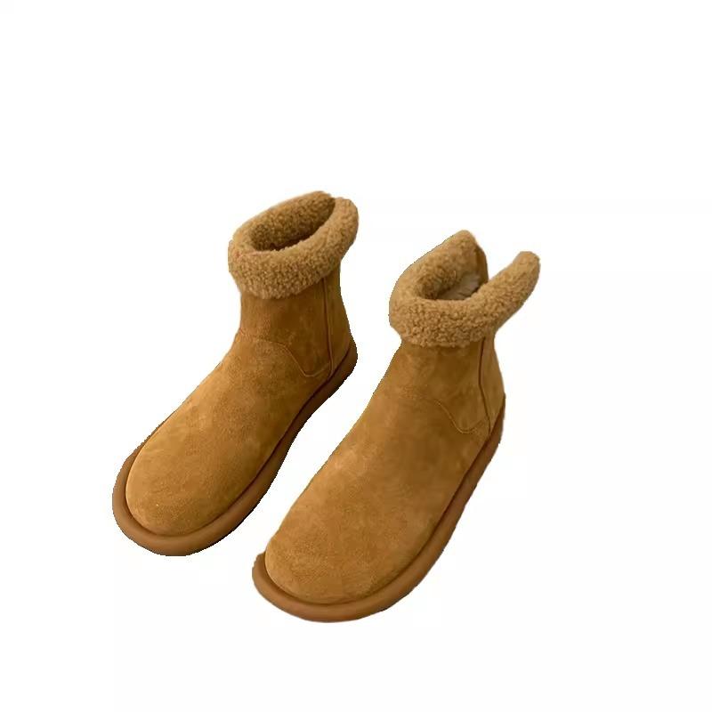 Suding kleine Heizung~ Retro Mori Baumwollschuhe Damen Winter Samt warm Schneestiefel mattes Lammwoll Kurzstiefel