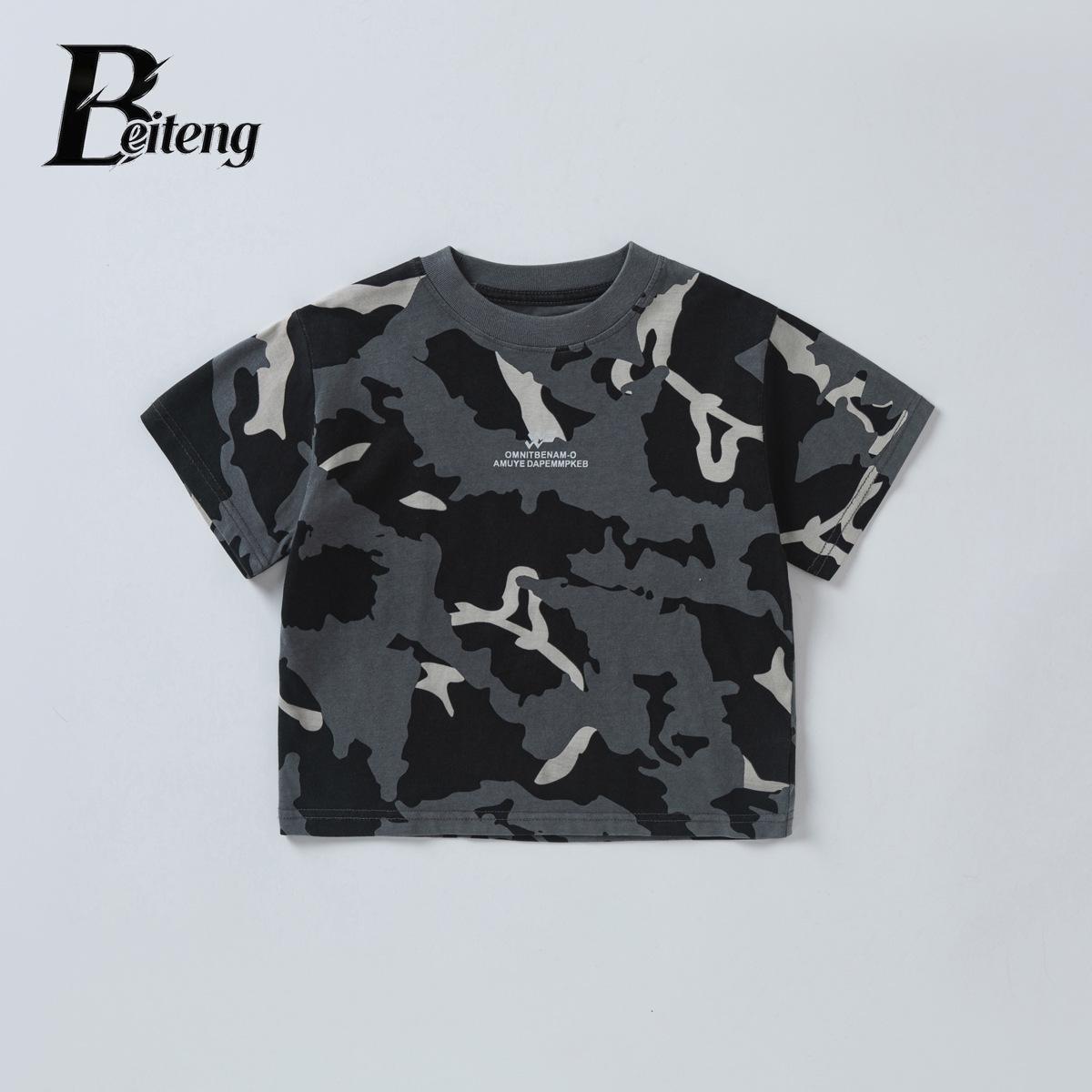 Beiteng Boys Camouflage Cotton T-shirt - Summer Korean Style Short Sleeve 100cm камуфляжный