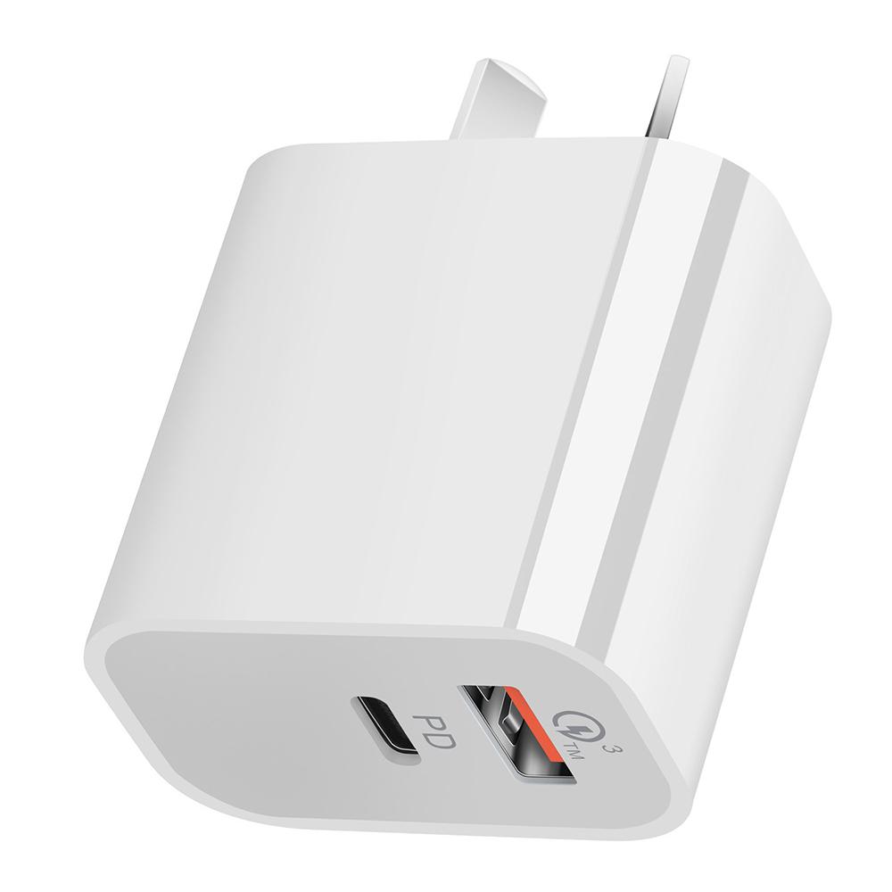 2 Ports Charger QC3.0 USB A Type C 20W PD Charging Adapter EU USA UK AUS Plug Power Supply Dock for iPhone Samung Phone Tablet