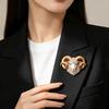 Animal-Themed Sheep Brooch with Two-Tone Enamel, Clear Decorative Stones and Sculpted Design for Festive Gatherings