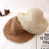 Style Versatile Hat Straw Woven Unique Brim Design Solid Color Hats Sunshade
