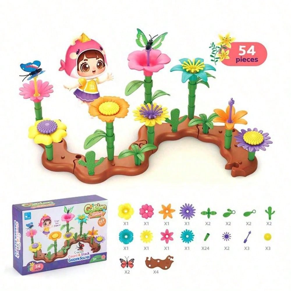 Flower Garden Building Toys Educational STEM Toy And Garden Play Set Flower Stacking Toys