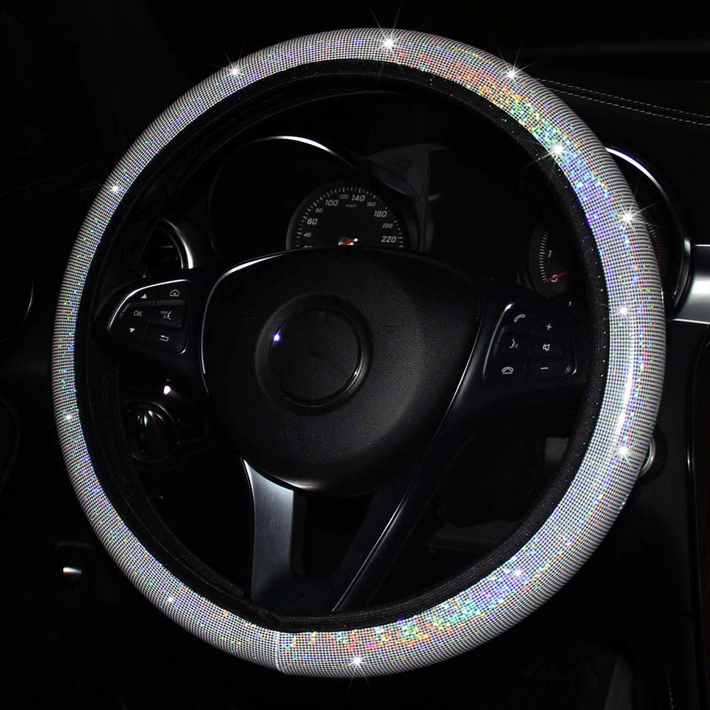 Vinidname Universal 37-39cm Car Steering Wheel Cover For Women Girls Auto Interior Woman Bling Cute Pink Decoration