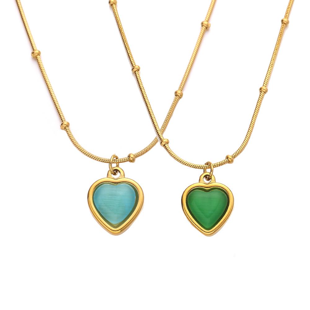 European and American Style Heart Pendant Titanium Steel Necklace for Women